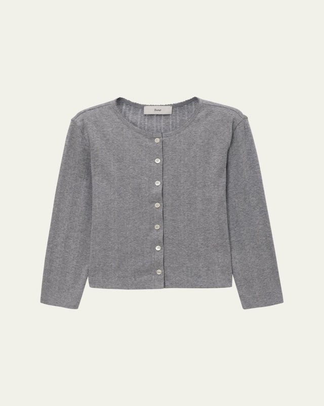Pointelle Knit Crewneck Cardigan